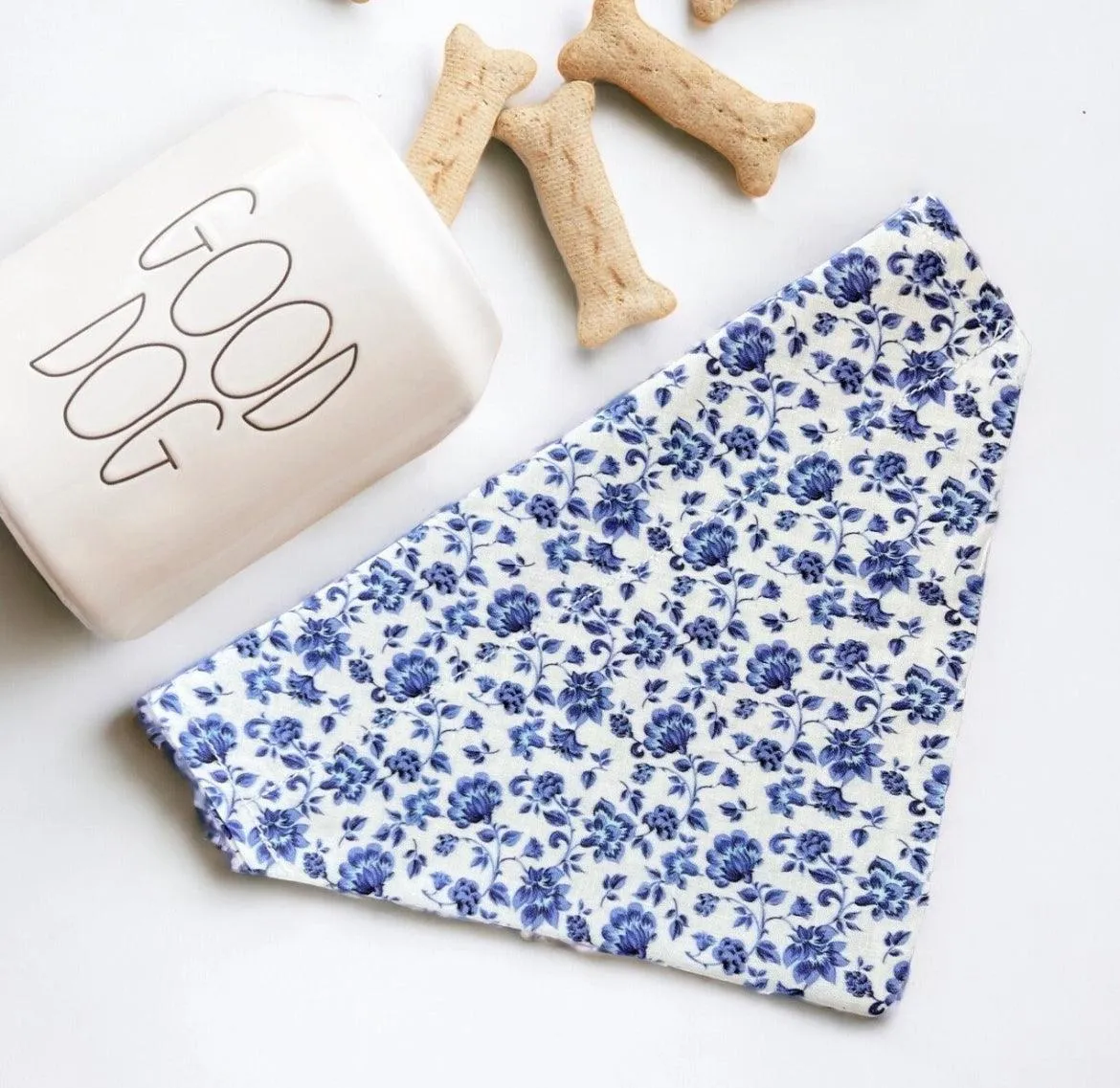 French Blue Floral Dog Bandana