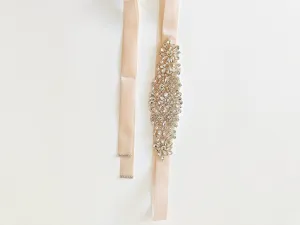 Girls Diamante Sash Belt - Champagne