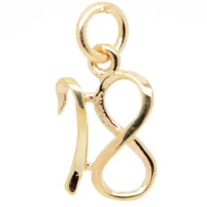 Gold Number 18 Charm