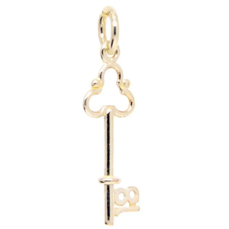 Gold Small 18th Birthday Key Charm