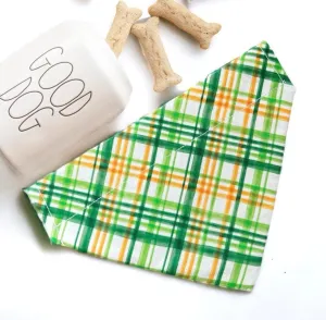 Green & Orange Plaid St. Patrick's Day Dog Bandana