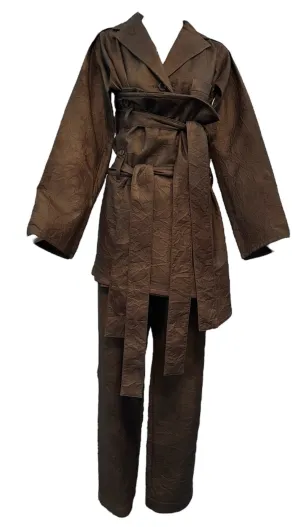 Issey Miyake 90s Iridescent Brown Oversized Obi Waist Pantsuit