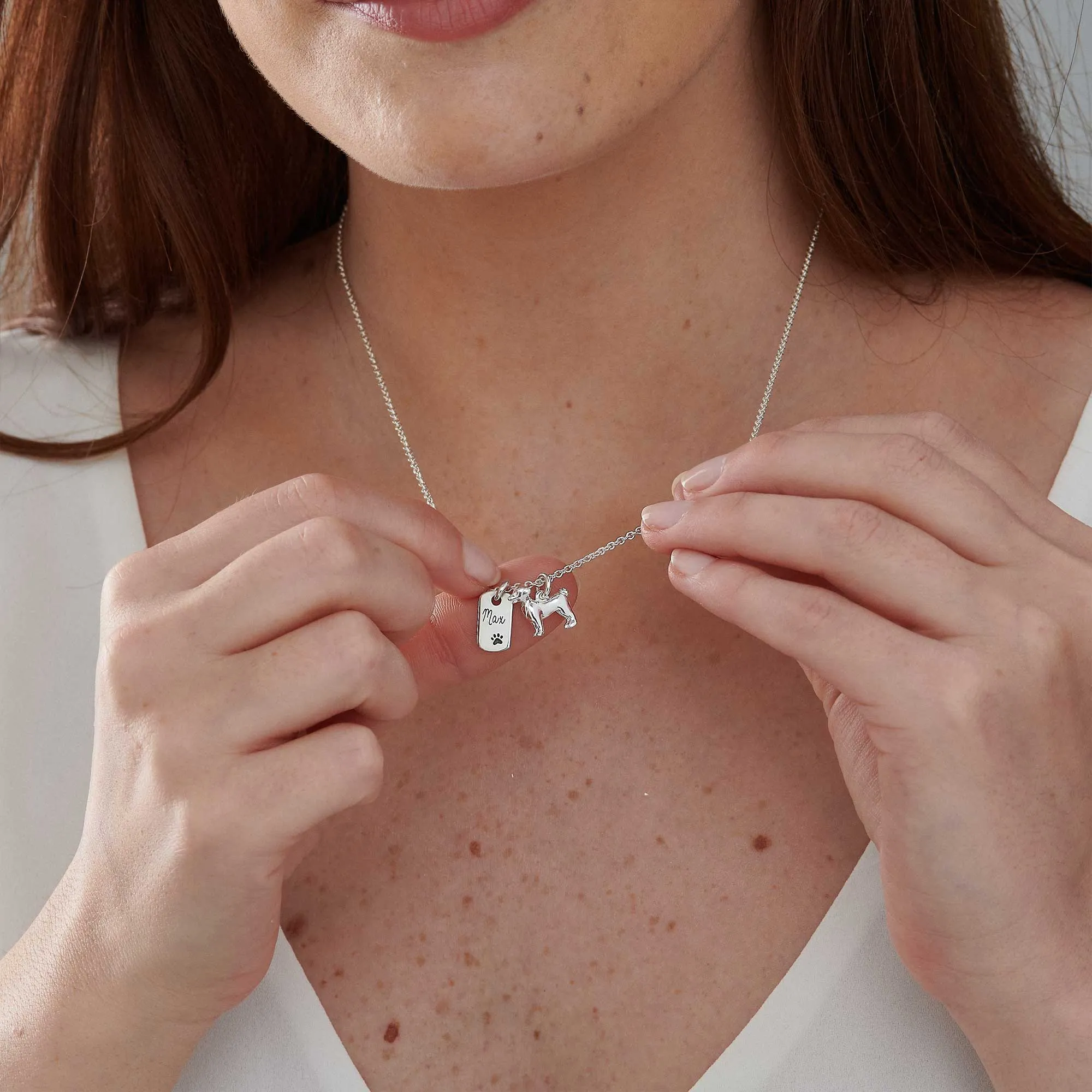 Jack Russell Terrier Personalised Silver Dog Tag Necklace