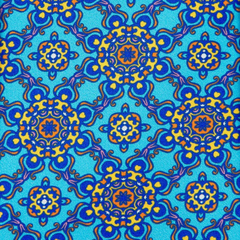 Leonardo Art Light Blue and Yellow Duchesse Silk Tie