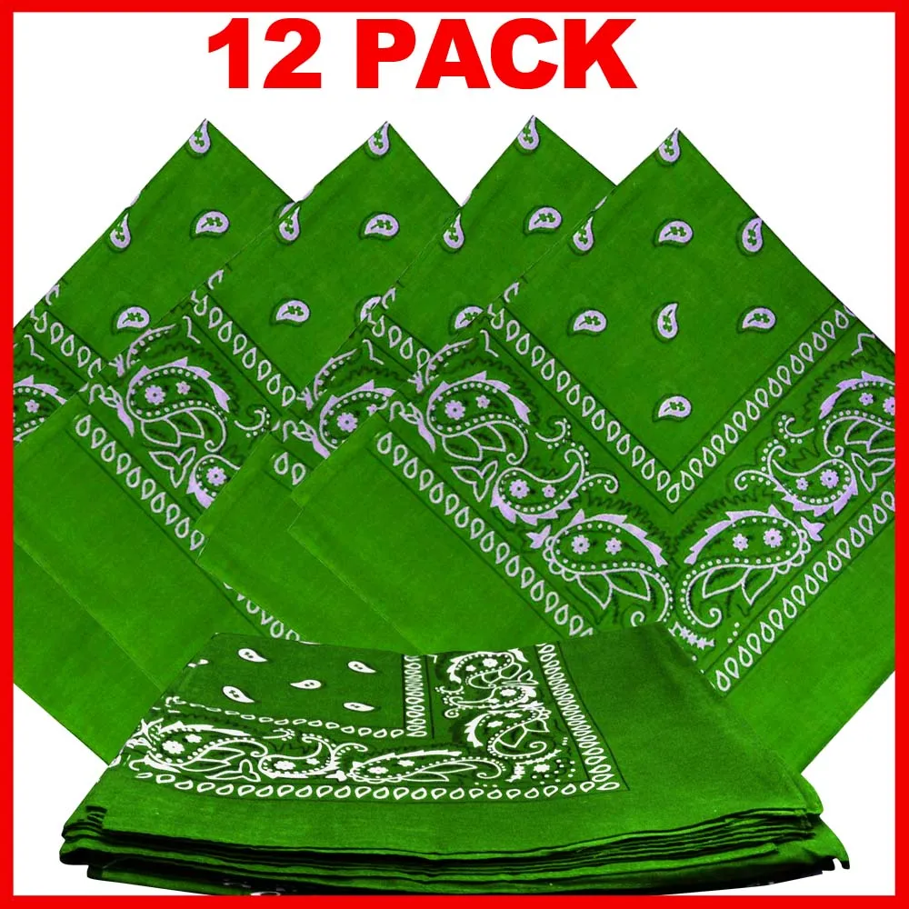Light Green Bandana - Dozen (Paisley)