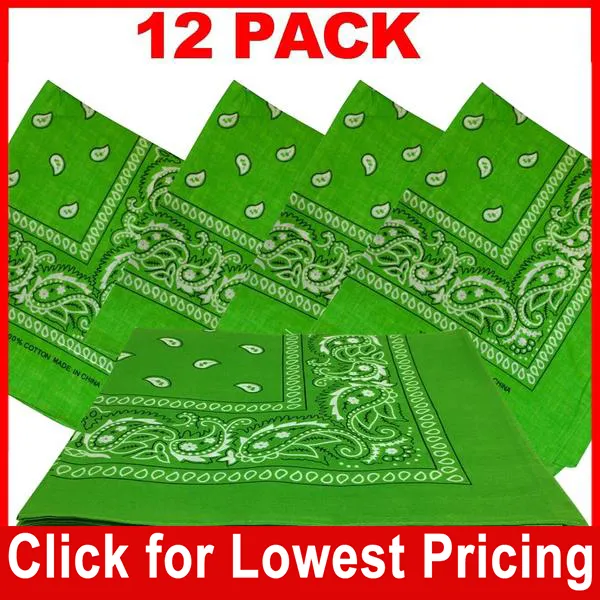 Light Green Bandana - Dozen (Paisley)
