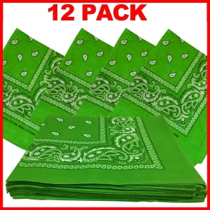Light Green Bandana - Dozen (Paisley)