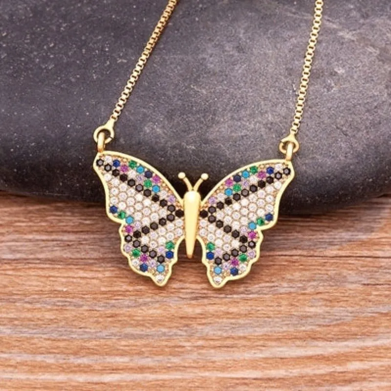 Luxury Butterfly Pendant Necklace Charm Choker for Woman Wedding Jewelry Gift