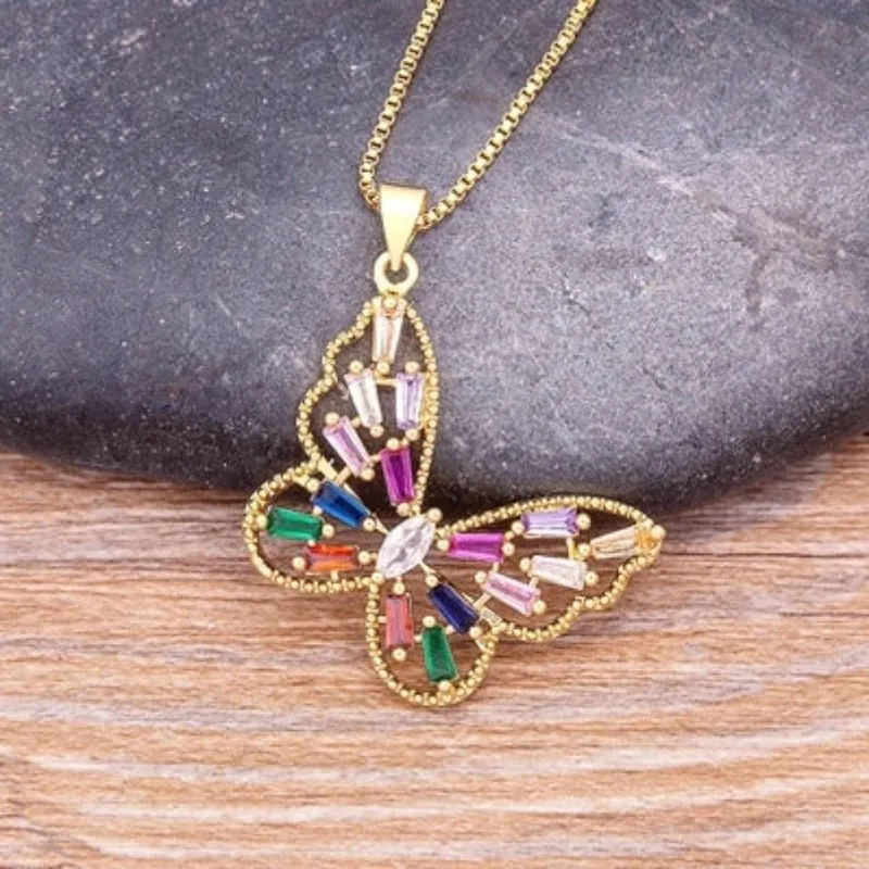 Luxury Butterfly Pendant Necklace Charm Choker for Woman Wedding Jewelry Gift