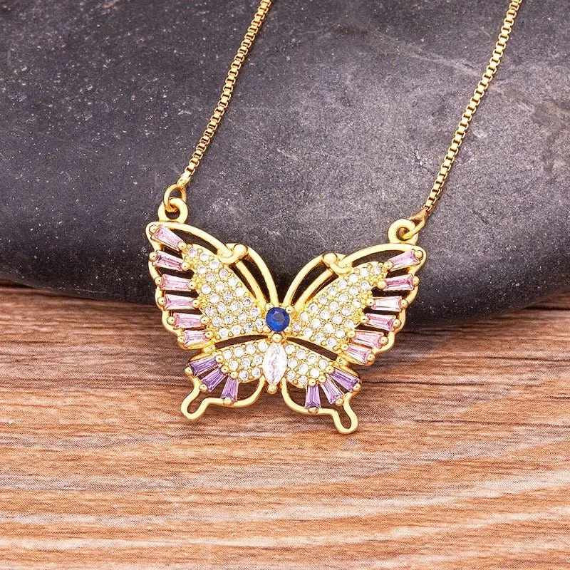 Luxury Butterfly Pendant Necklace Charm Choker for Woman Wedding Jewelry Gift