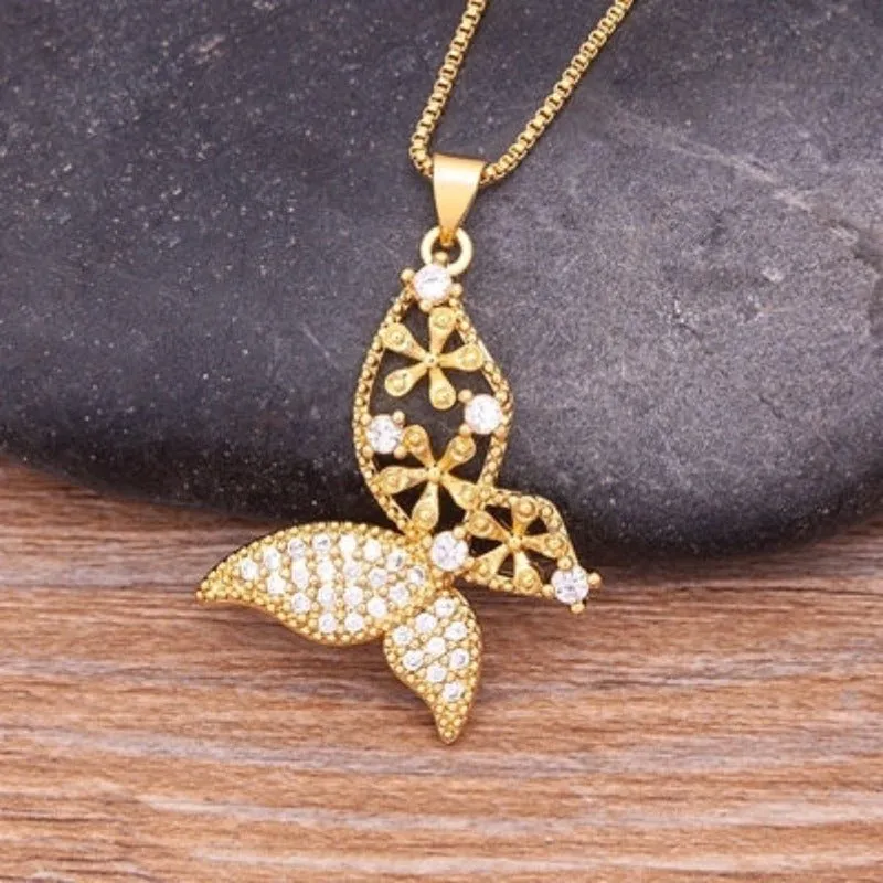 Luxury Butterfly Pendant Necklace Charm Choker for Woman Wedding Jewelry Gift