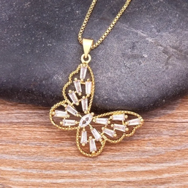Luxury Butterfly Pendant Necklace Charm Choker for Woman Wedding Jewelry Gift