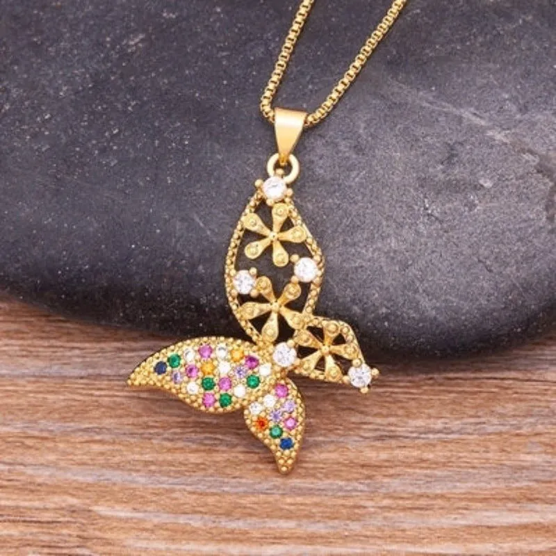 Luxury Butterfly Pendant Necklace Charm Choker for Woman Wedding Jewelry Gift