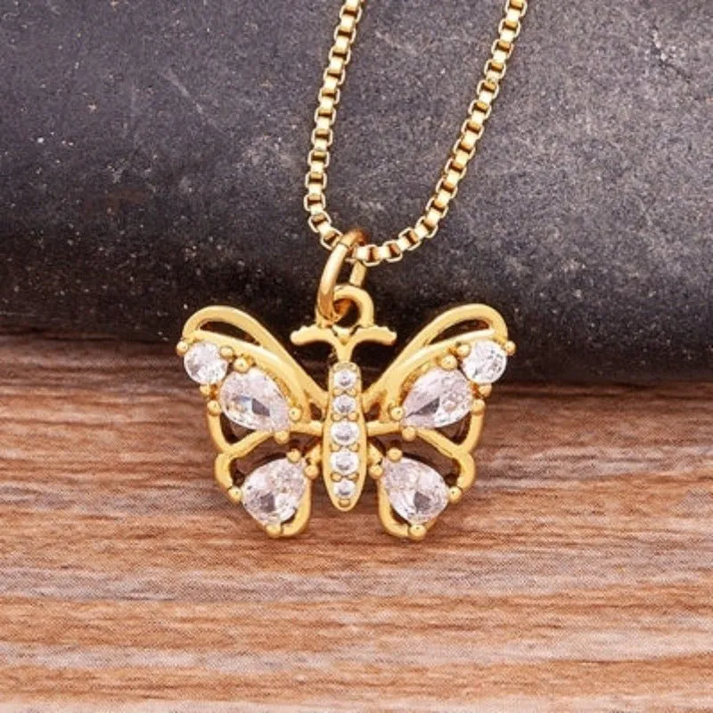 Luxury Butterfly Pendant Necklace Charm Choker for Woman Wedding Jewelry Gift