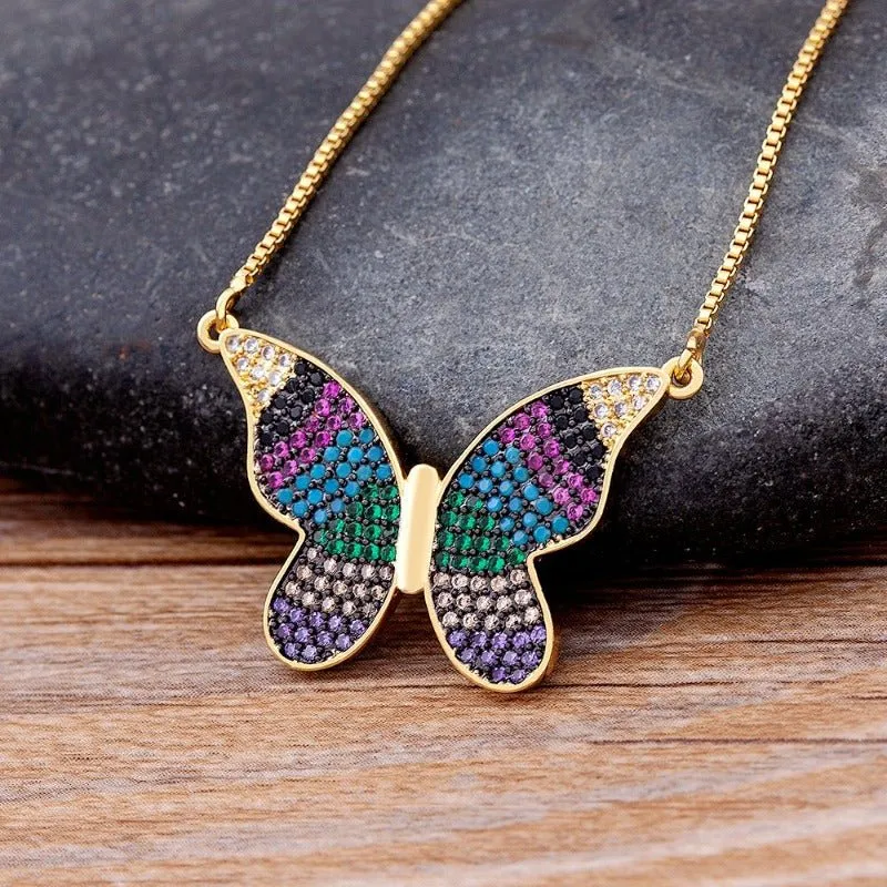Luxury Butterfly Pendant Necklace Charm Choker for Woman Wedding Jewelry Gift