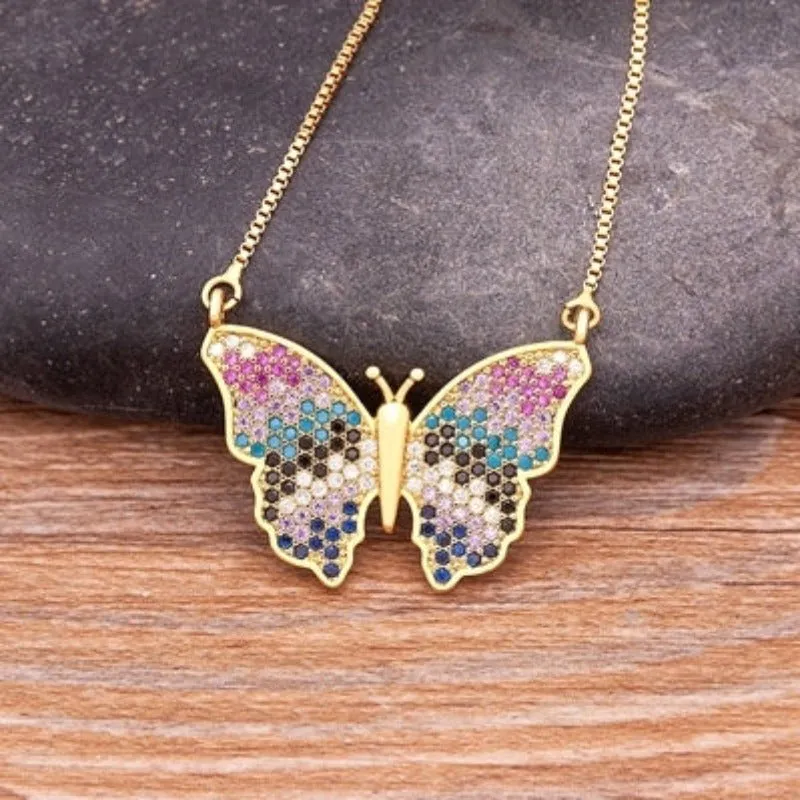 Luxury Butterfly Pendant Necklace Charm Choker for Woman Wedding Jewelry Gift