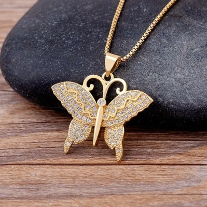 Luxury Butterfly Pendant Necklace Charm Choker for Woman Wedding Jewelry Gift
