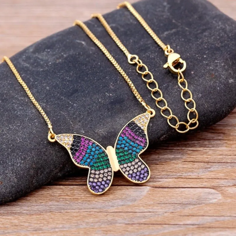 Luxury Butterfly Pendant Necklace Charm Choker for Woman Wedding Jewelry Gift