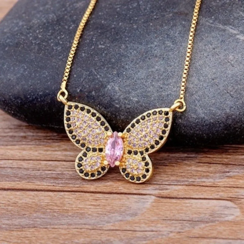 Luxury Butterfly Pendant Necklace Charm Choker for Woman Wedding Jewelry Gift