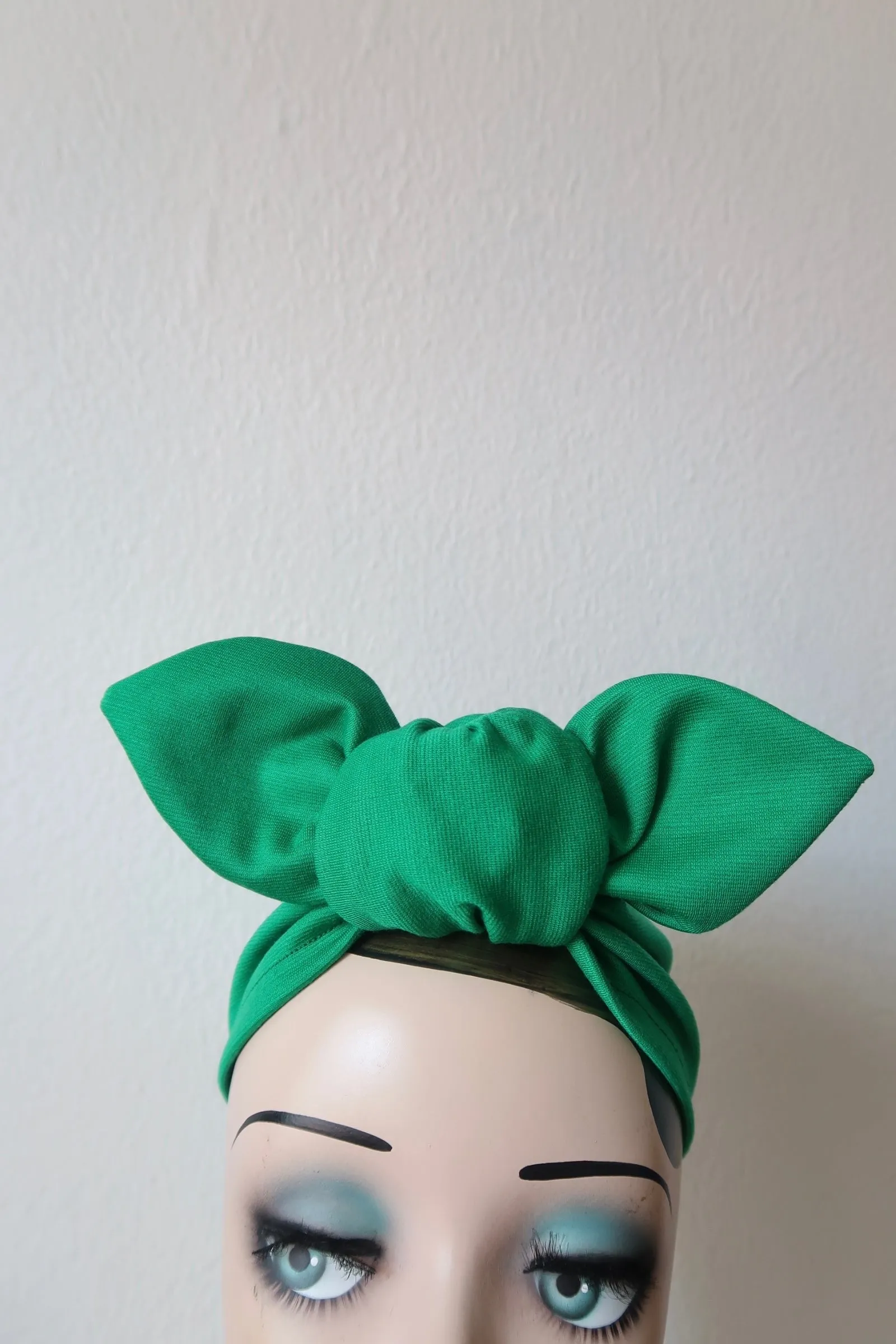 Made To Order: LANDGIRL KNOT 1940s Pre-tied Stretchy Turban in 8 Colours: red, black, leopard, olive green, mustard, rust, grey & navy.