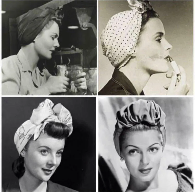 Made To Order: SCRUNCHIE KNOT 1940s Pre-tied Stretchy Turban in 8 Colours: red, black, leopard, olive green, mustard, rust, grey & navy