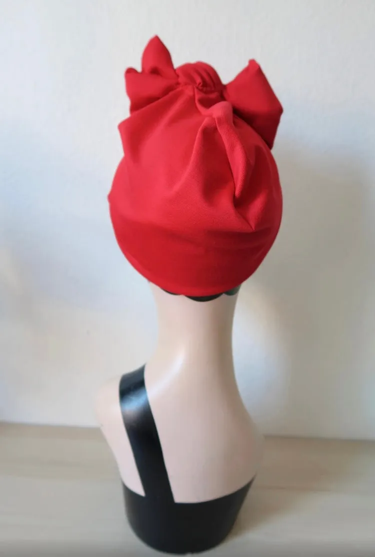 Made To Order: WORKWEAR KNOT 1940s Pre-tied Stretchy Turban in 8 Colours: red, black, leopard, olive green, mustard, rust, grey & navy