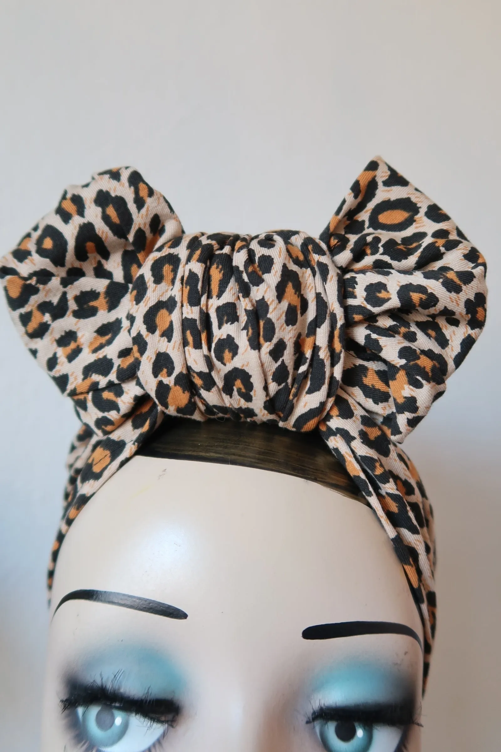 Made To Order: WORKWEAR KNOT 1940s Pre-tied Stretchy Turban in 8 Colours: red, black, leopard, olive green, mustard, rust, grey & navy