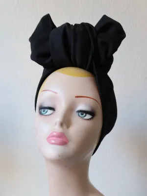 Made To Order: WORKWEAR KNOT 1940s Pre-tied Stretchy Turban in 8 Colours: red, black, leopard, olive green, mustard, rust, grey & navy