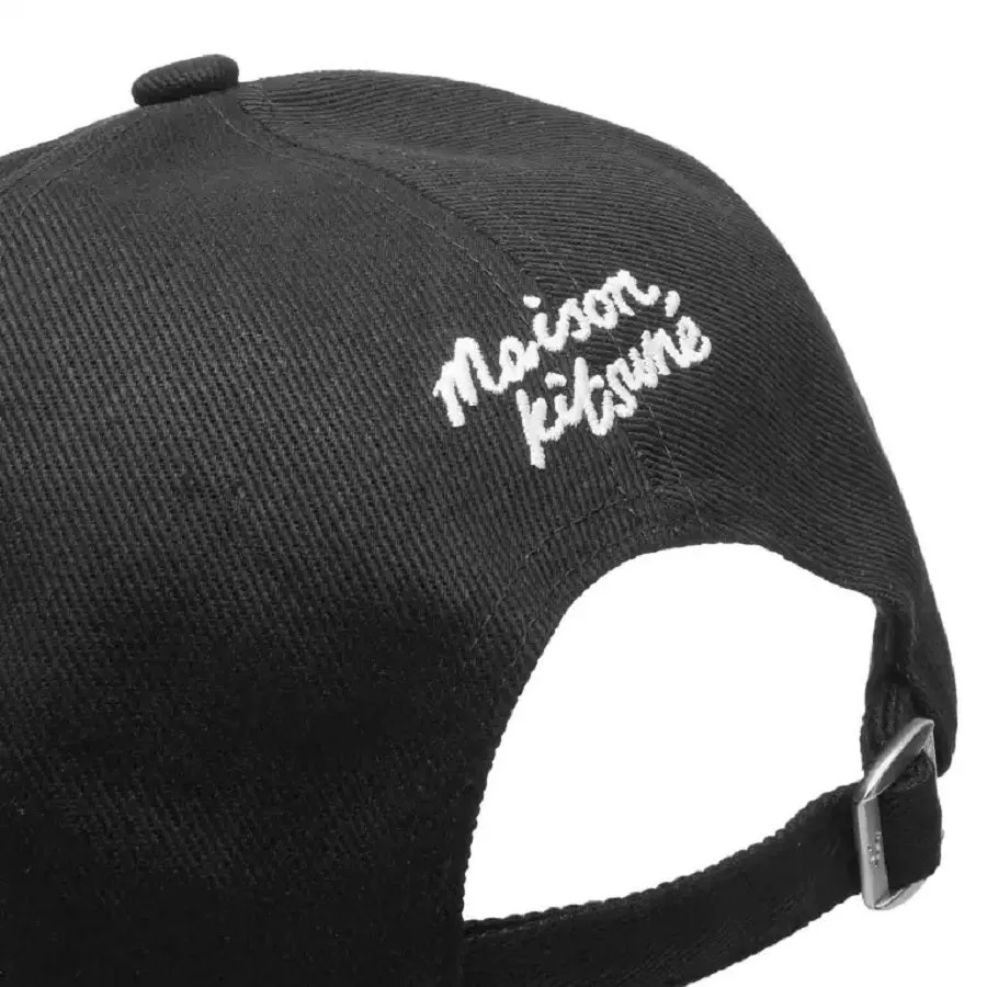Maison Kitsune Large Fox Head Patch Cap, black