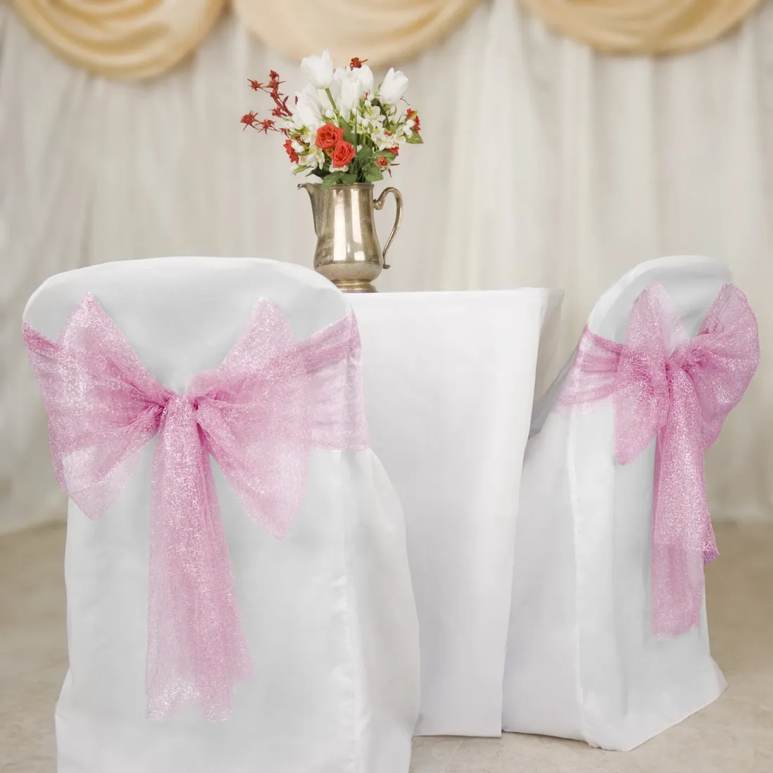 Metallic Web Mesh Chair Cover Sash/Runner 10/Pack (5 Colors)