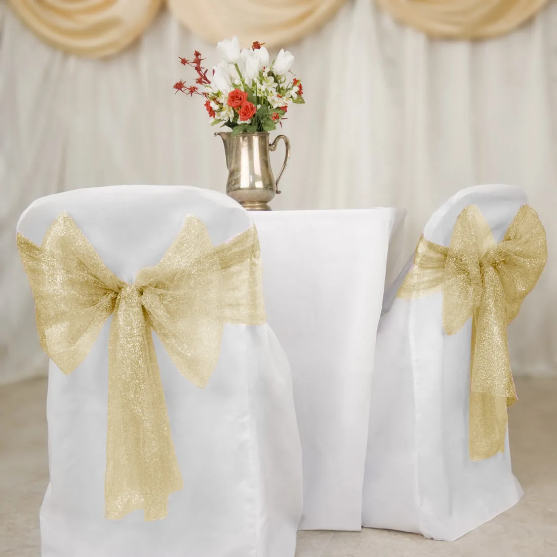 Metallic Web Mesh Chair Cover Sash/Runner 10/Pack (5 Colors)