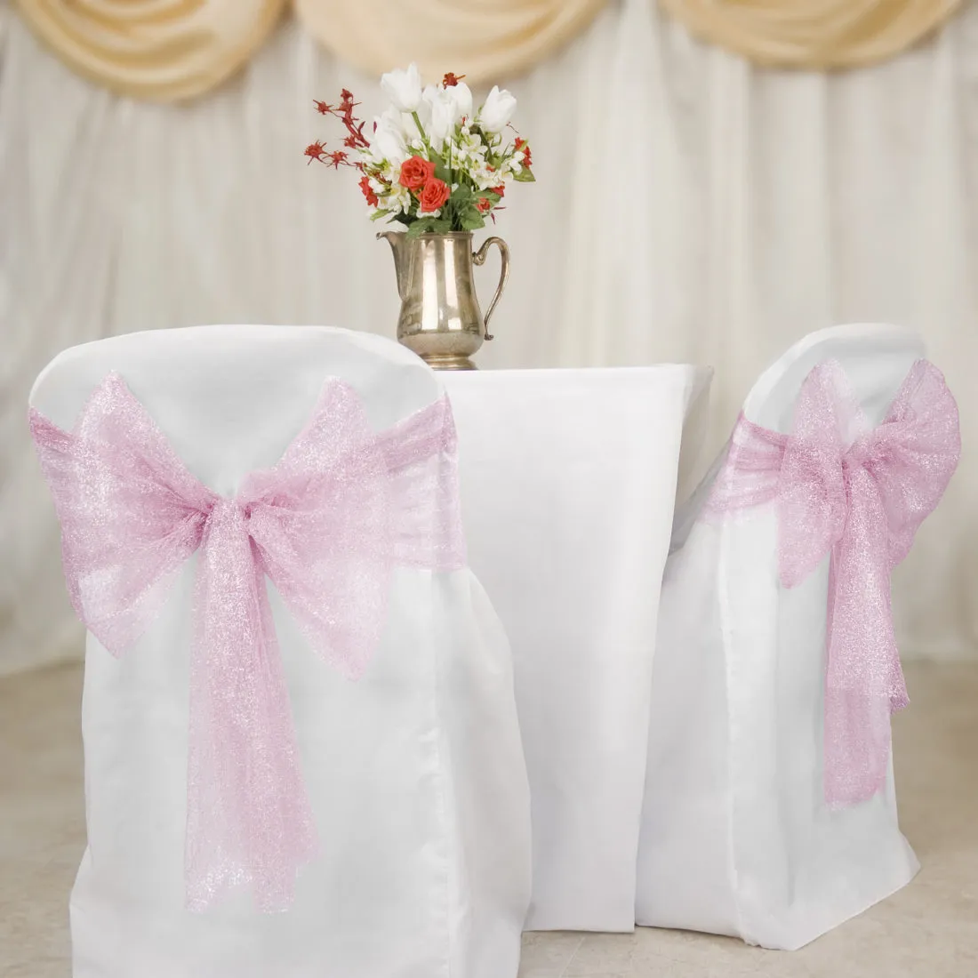 Metallic Web Mesh Chair Cover Sash/Runner 10/Pack (5 Colors)