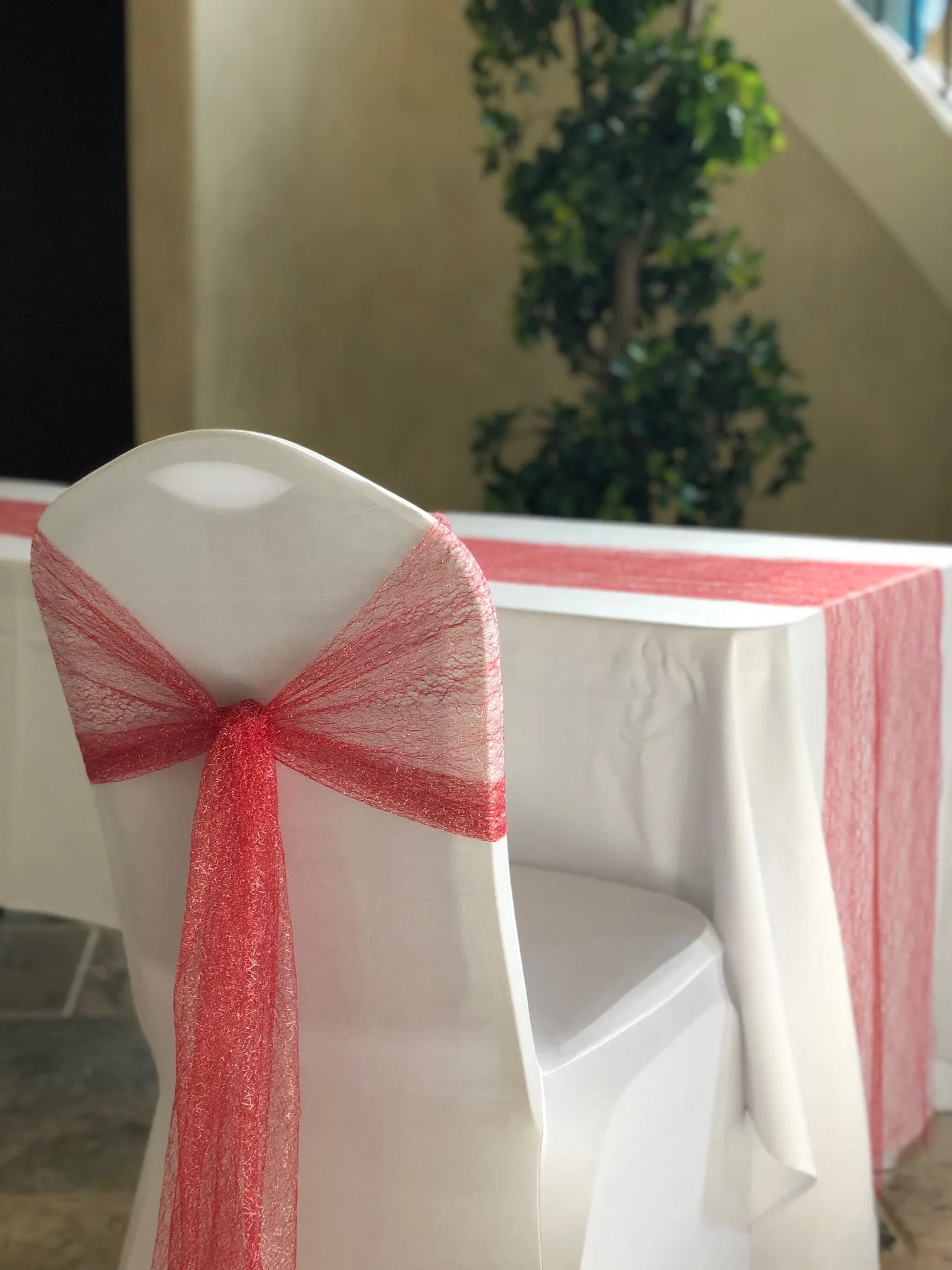 Metallic Web Mesh Chair Cover Sash/Runner 10/Pack (5 Colors)