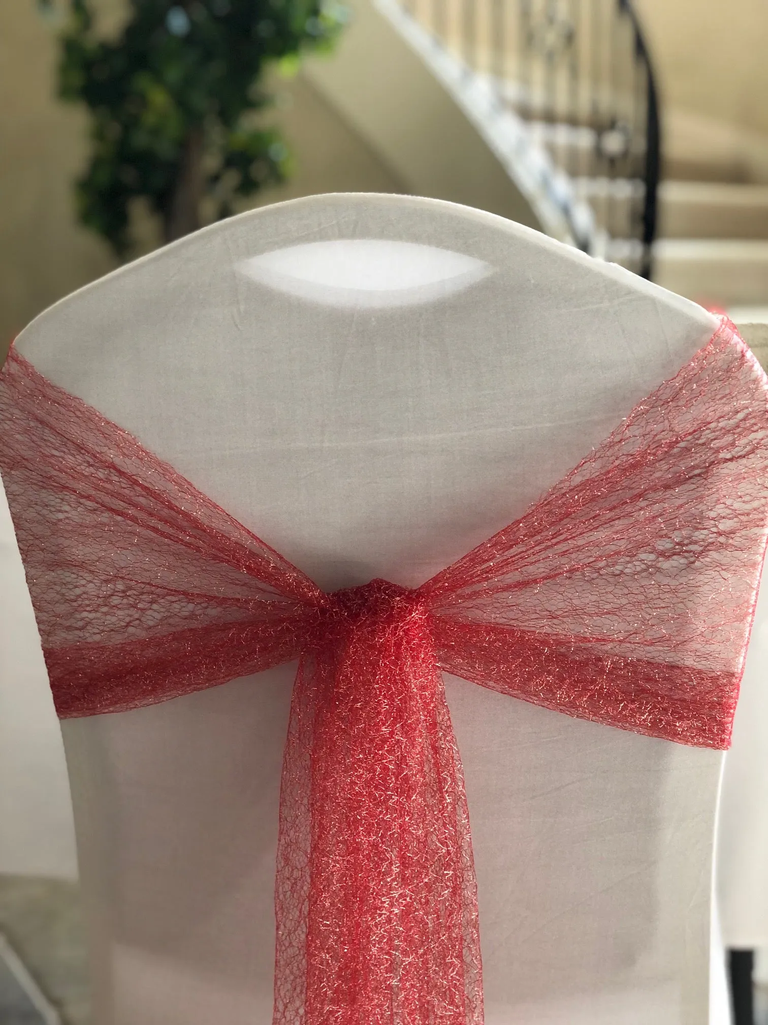 Metallic Web Mesh Chair Cover Sash/Runner 10/Pack (5 Colors)