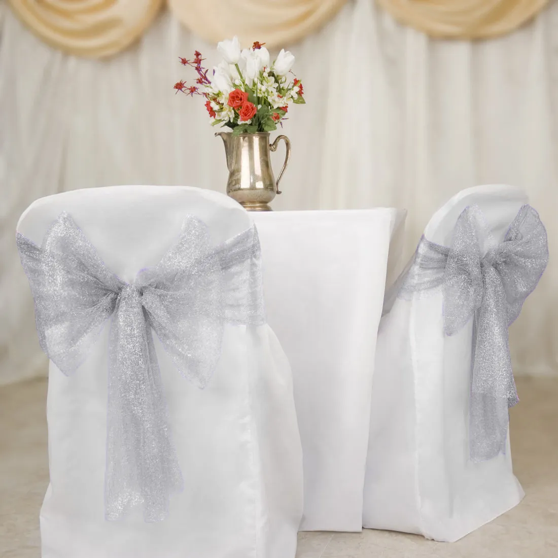 Metallic Web Mesh Chair Cover Sash/Runner 10/Pack (5 Colors)