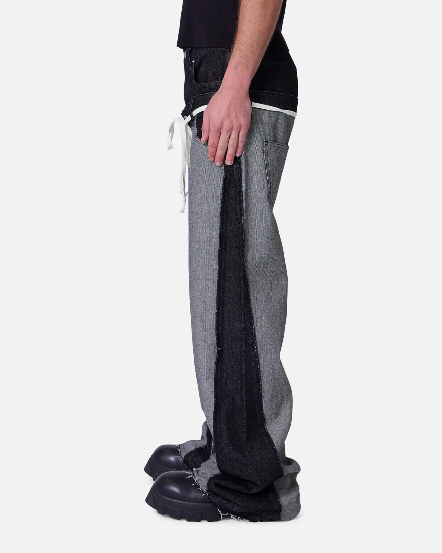 MNML Inside Out Slip Off Denim Pants Washed Black