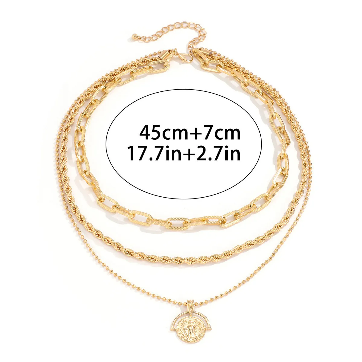 MULTI CHAIN COIN NECKLACE