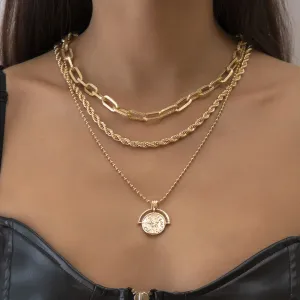 MULTI CHAIN COIN NECKLACE