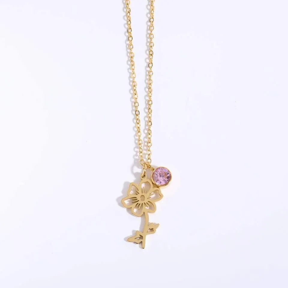 OCTOBER Birth Flower Necklace | Gold Plated Birthstone Necklace | Gifts for Her | Custom Flower Necklace | Charm Necklace | Women's Gift