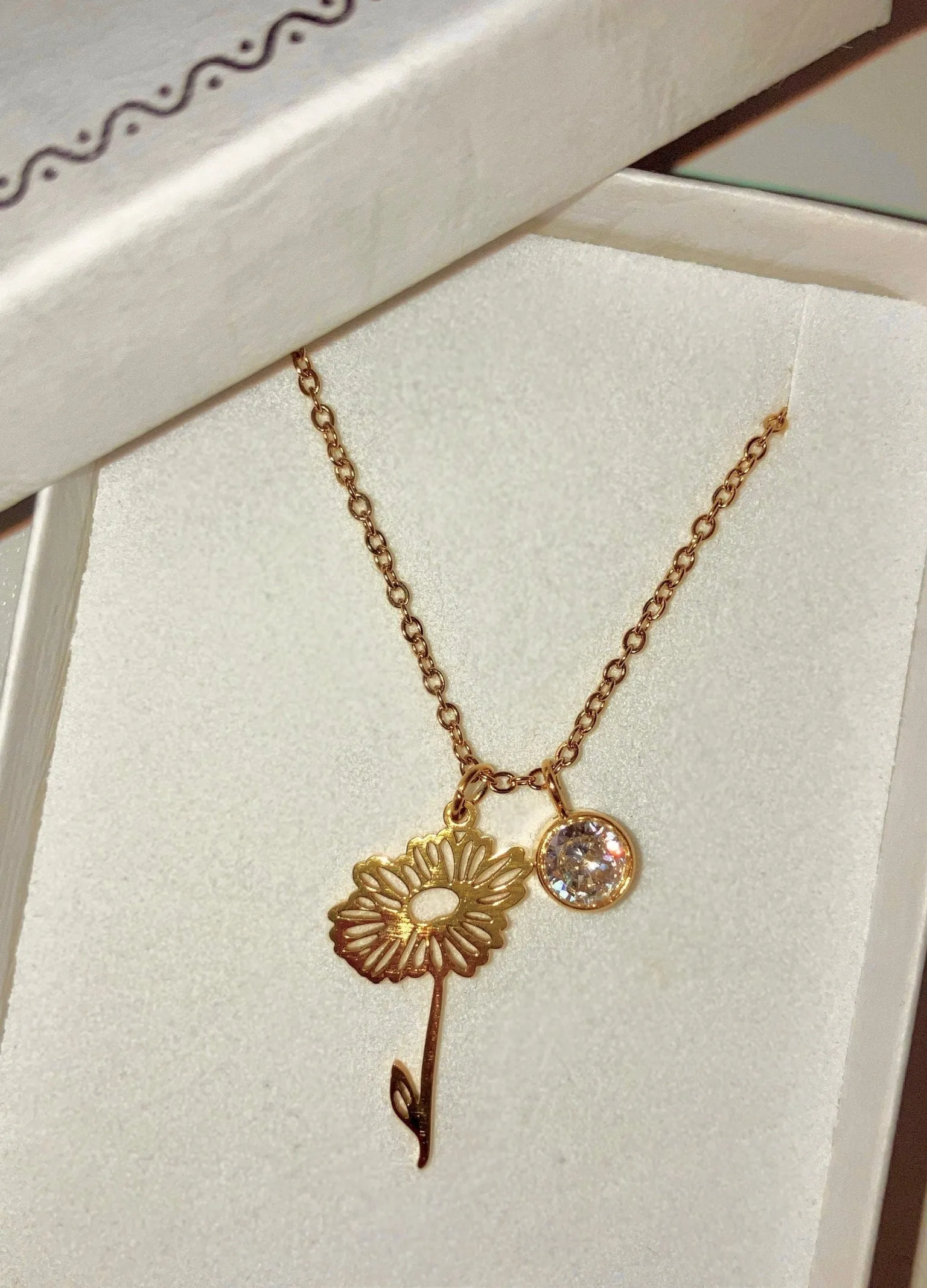 OCTOBER Birth Flower Necklace | Gold Plated Birthstone Necklace | Gifts for Her | Custom Flower Necklace | Charm Necklace | Women's Gift