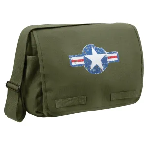 Olive Drab Air Corps Messenger Bag 15"x11"x6" Heavyweight Canvas Shoulder Bag