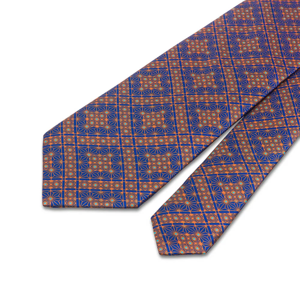 Orange and Blue Royal Elegance Duchesse Silk Tie