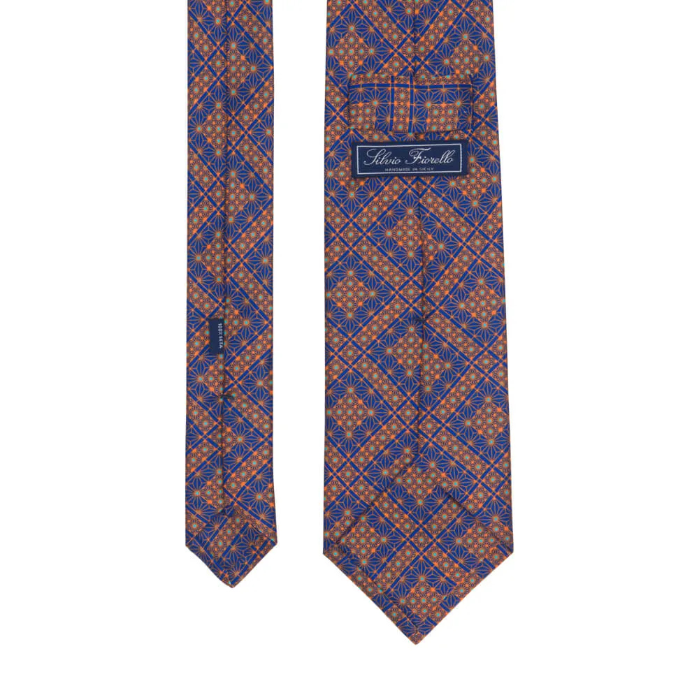 Orange and Blue Royal Elegance Duchesse Silk Tie