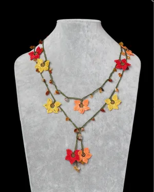Oya Star Lariat Necklace - Yellow, Orange & Red