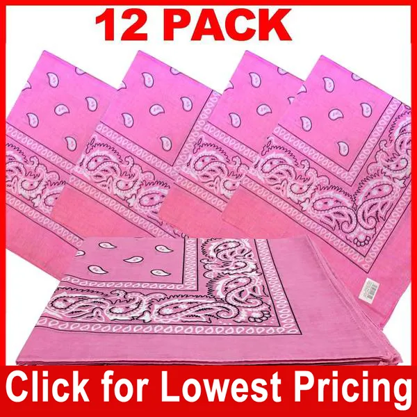 Pink Bandana - Dozen (Paisley)