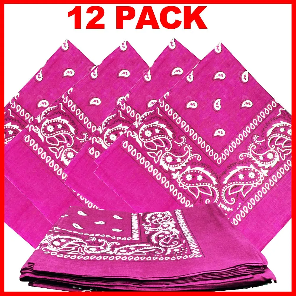 Pink Bandana - Dozen (Paisley)