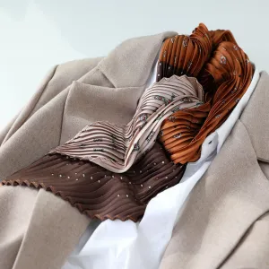 Pleated Scarfs for Women/Diamond-shaped scarf/Silk Hair Scarf/Bandana Headband/Bag Accessory/Head Scarf/Gifts for her/Dark vintage pleated