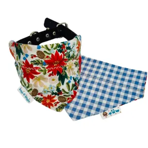 Poinsettia Bouquet Metallic Reversible Dog Bandana