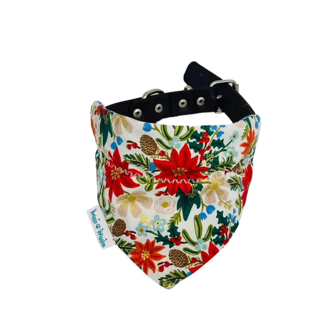 Poinsettia Bouquet Metallic Reversible Dog Bandana