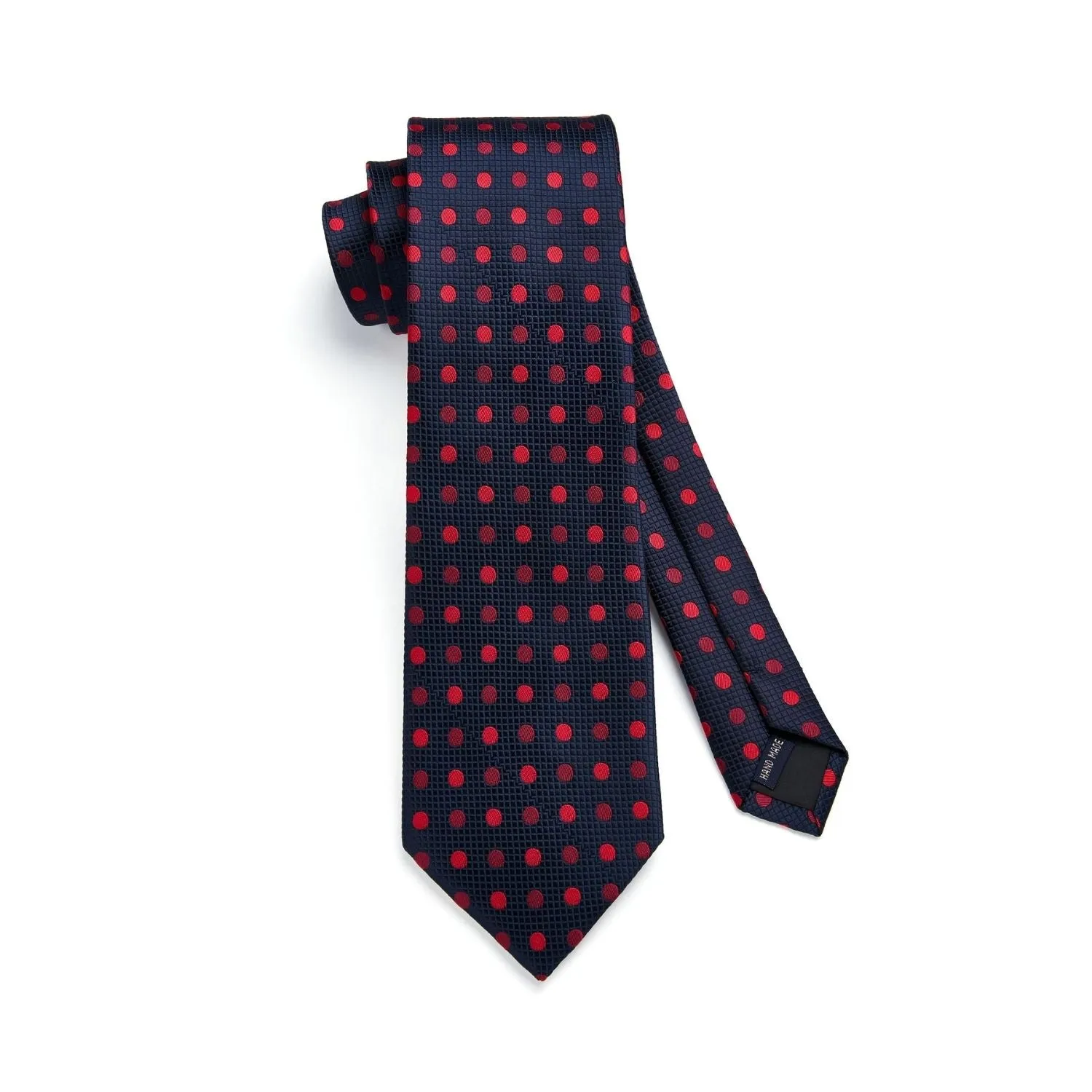 Polka Dot Tie Handkerchief Set - D-NAVY BLUE/RED